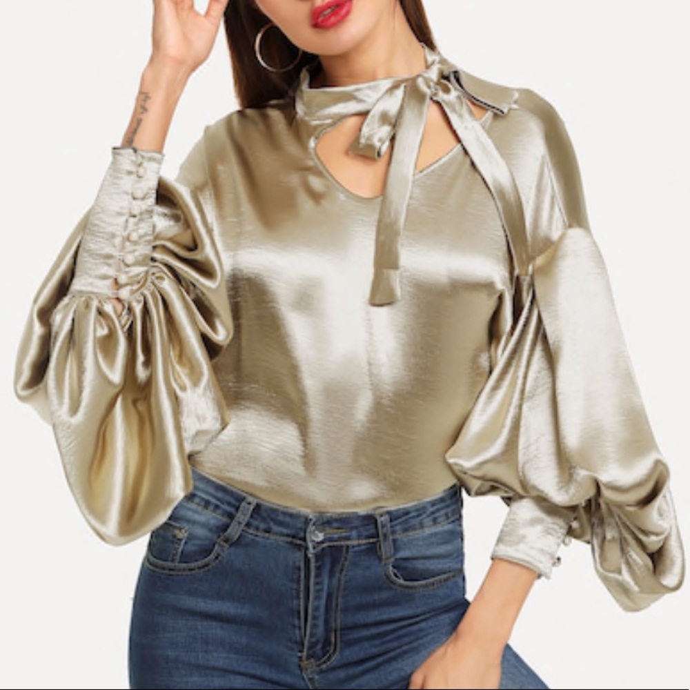 Satin with pearl detail blouse